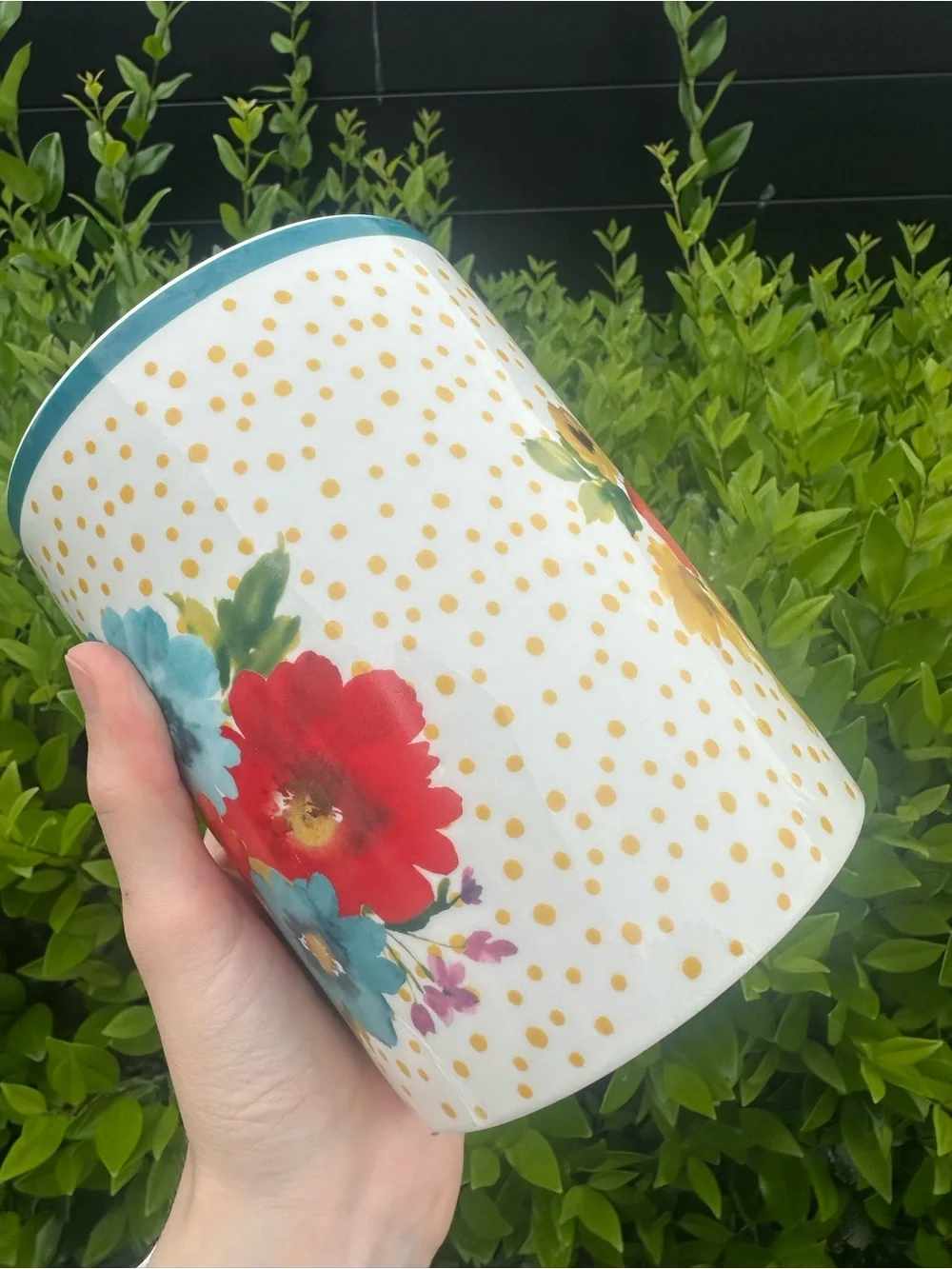 Pioneer Woman Ceramic Utensil Tool Holder Breezy Blossom Floral Pattern
